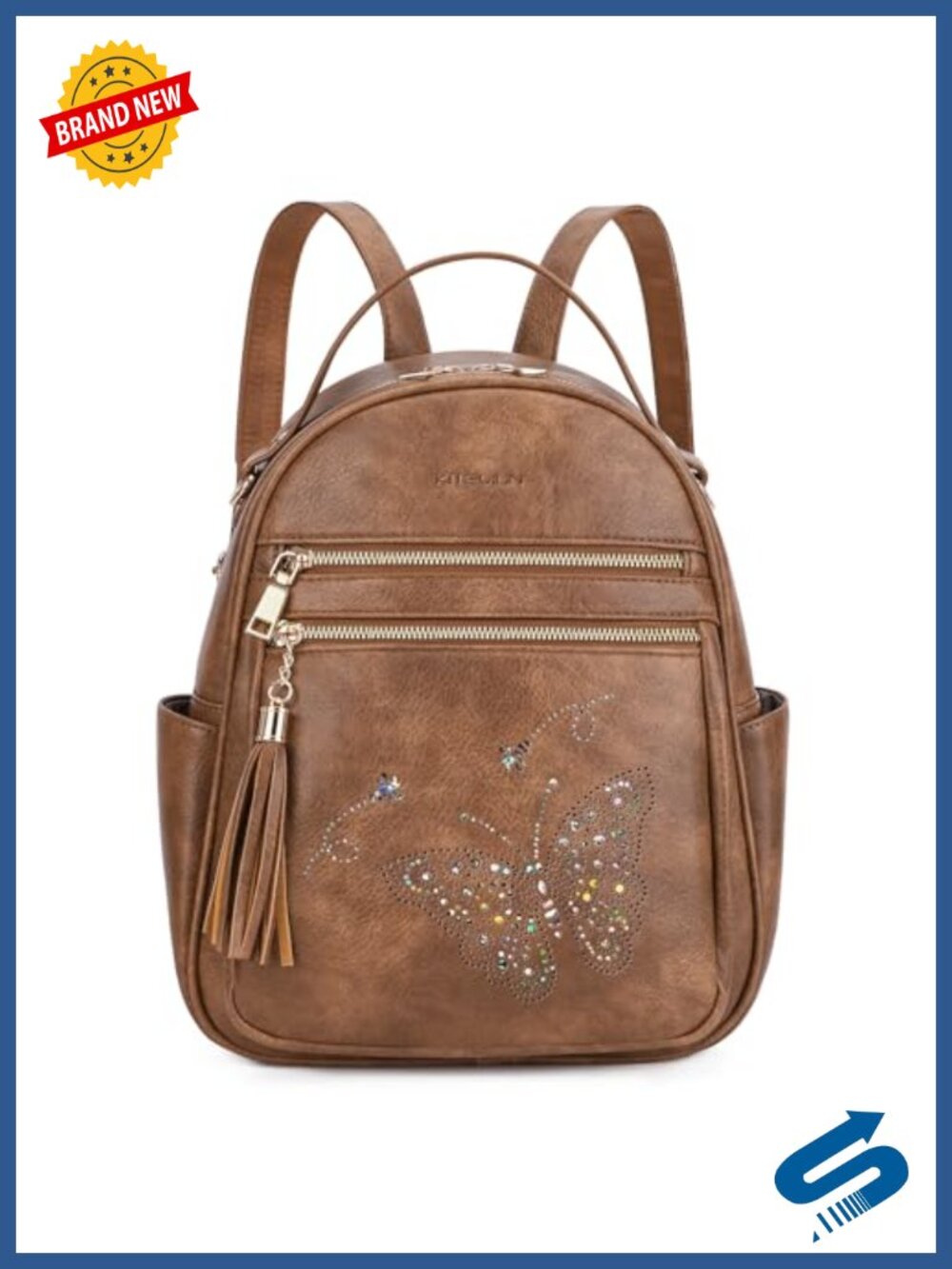 PU Leather Mini Backpack Purse Butterfly Waterproof Travel Daypack